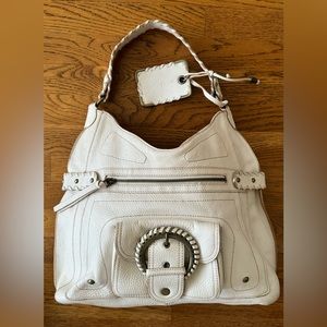 Hype white leather shoulder bag